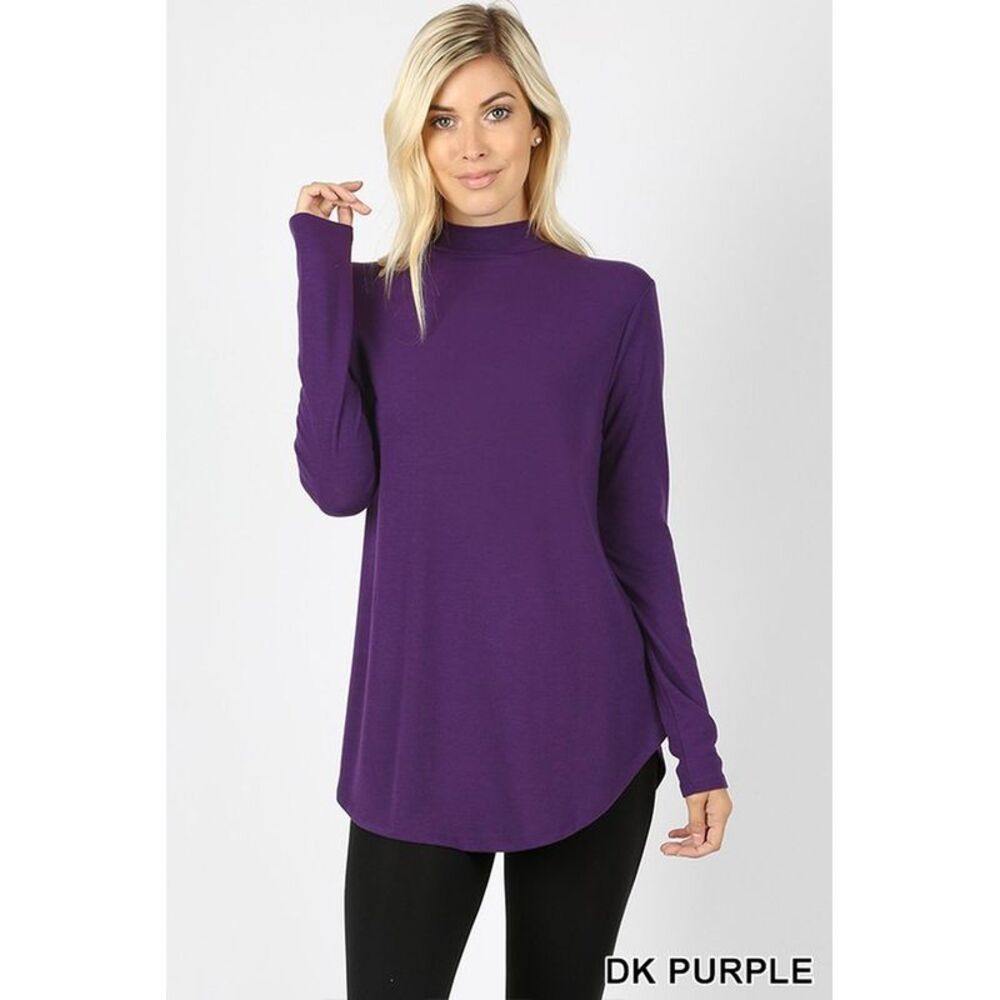 World of Leggings Premium Long Sleeve Mock Neck Round Hem Plus Size Top